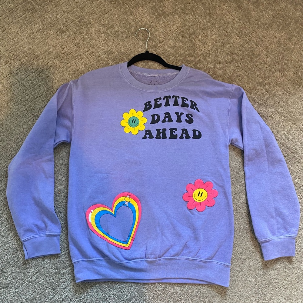 Pacsun Graphic Crewneck; purple and multicolored